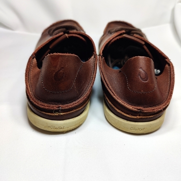 Olukai Nalukai  Slides Drop in Heel Brown Leather Slip On Loafer Men's Shoe 9.5M - Picture 9 of 12